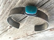 Natural Turquoise & Sterling Silver Chiclet Cuff