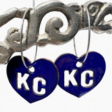 Enameled KC Heart Earrings