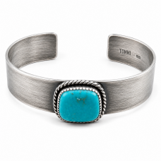Natural Turquoise & Sterling Silver Chiclet Cuff Natural Turquoise & Sterling Silver Chiclet Cuff
