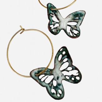 Enameled Butterfly Earrings