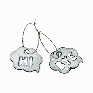 Enameled Hi/Bye Bubble Earrings