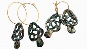 Enameled Morel Mushroom Earrings