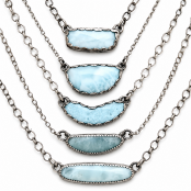 Hand Forged Sterling Silver Natural Stone Bar Necklace Hand Forged Sterling Silver Natural Stone Bar Necklace