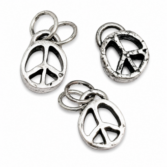 Hand Cast Sterling Silver Chunky Peace Sign Pendant