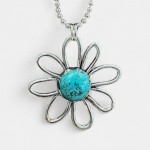 Hand Cast Daisy Turquoise Pendant Hand Cast Daisy Turquoise Pendant