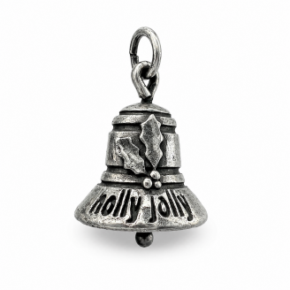 Hand Cast Sterling Silver Holly Jolly Jingle Bell Charm Hand Cast Sterling Silver Holly Jolly Jingle Bell Charm