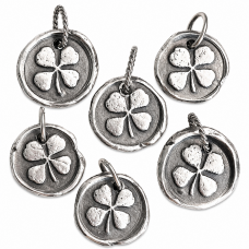 Hand Cast Sterling Silver Wax Seal Clover Pendant Hand Cast Sterling Silver Wax Seal Clover Pendant