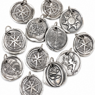 Hand Cast Sterling Silver Wax Seal Pendants Hand Cast Sterling Silver Wax Seal Pendants