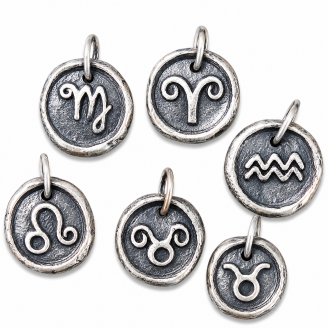 Hand Cast Sterling Silver Wax Seal Zodiac Pendants Hand Cast Sterling Silver Wax Seal Zodiac Pendants
