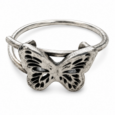 Hand Cast Sterling Silver Butterfly Adjustable Ring Hand Cast Sterling Silver Butterfly Adjustable Ring