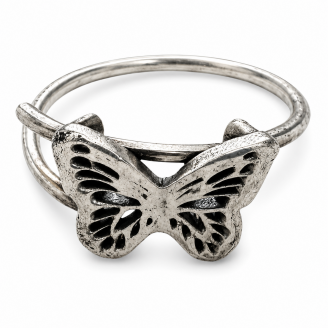 Hand Cast Sterling Silver Butterfly Adjustable Ring Hand Cast Sterling Silver Butterfly Adjustable Ring