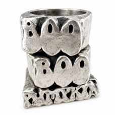 Hand Carved Sterling Silver Halloween Name Stacking Rings