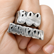 Hand Carved Sterling Silver Halloween Name Stacking Rings Hand Carved Sterling Silver Halloween Name Stacking Rings