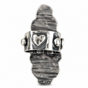 Hand Forged Sterling Silver Turquoise & Heart Triple Stone Ring