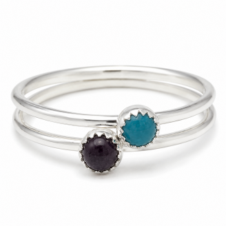 Sterling Silver 3.5mm Gemstone Stacker Ring Sterling Silver 3.5mm Gemstone Stacker Ring