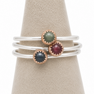 Sterling Silver 4mm Gemstone in Copper Stacker Ring