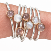 Sterling Silver 4mm Gemstone in Copper Stacker Ring