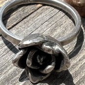 Hand Cast Sterling Silver Rose Ring
