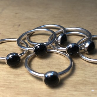Black Onyx Sterling Silver Stacker Ring