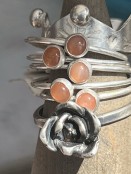 Peach Moonstone & Sterling Silver Stacking Ring