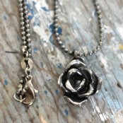 Hand Cast Sterling Silver Rose Necklace and Earrings Set