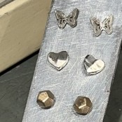 Hand Cast Fauceted Heart Earring Studs