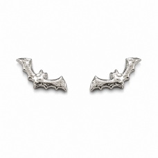 Hand Cast Bat Stud Earrings in Sterling Silver