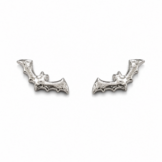 Hand Cast Bat Stud Earrings in Sterling Silver