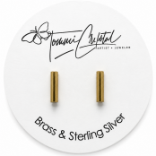 Hand Forged Brass Bar & Sterling Silver Stud Earrings
