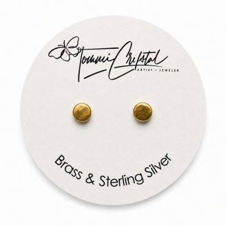 Round Chunky Brass & Sterling Silver Stud Earrings