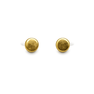 Hand Forged Round Chunky Brass & Sterling Silver Stud Earrings Hand Forged Round Chunky Brass & Sterling Silver Stud Earrings