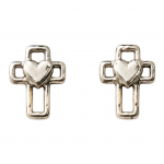 Hand Cast Heart Cross Earring Studs