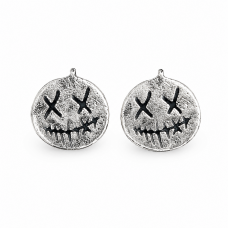 Hand Cast Jack-O'-Lantern Pumpkin Earring Studs Dead Face