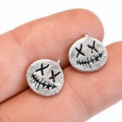 Hand Cast Jack-O'-Lantern Pumpkin Earring Studs Dead Face Hand Cast Jack-O'-Lantern Pumpkin Earring Studs Dead Face