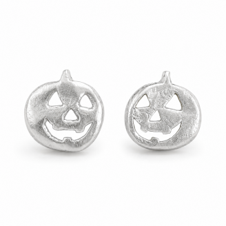 Hand Cast Jack-O'-Lantern Pumpkin Earring Studs Happy Face Hand Cast Jack-O'-Lantern Pumpkin Earring Studs Happy Face
