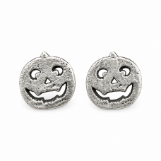 Hand Cast Jack-O'-Lantern Pumpkin Earring Studs Silly Face Hand Cast Jack-O'-Lantern Pumpkin Earring Studs Silly Face