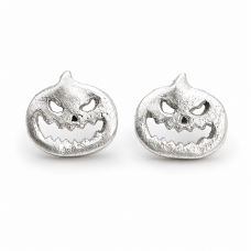 Hand Cast Jack-O'-Lantern Stud Earrings Scary Face Hand Cast Jack-O'-Lantern Stud Earrings Scary Face