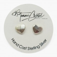 Hand Cast Fauceted Heart Earring Studs Hand Cast Fauceted Heart Earring Studs