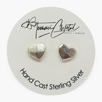 Hand Cast Fauceted Heart Earring Studs