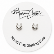 Lucky Heart Horseshoe Stud Earrings – Hand Cast 925 Sterling Silver