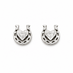 Lucky Heart Horseshoe Stud Earrings – Hand Cast 925 Sterling Silver