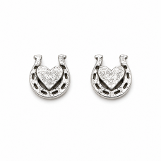 Lucky Heart Horseshoe Stud Earrings – Hand Cast 925 Sterling Silver Lucky Heart Horseshoe Stud Earrings – Hand Cast 925 Sterling Silver