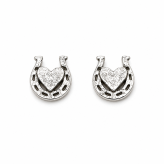 Lucky Heart Horseshoe Stud Earrings – Hand Cast 925 Sterling Silver