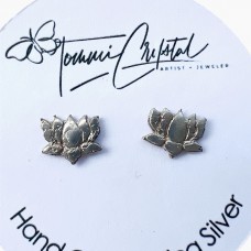 Hand Cast Lotus Earring Studs