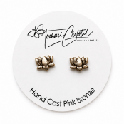 Hand Cast Lotus Earring Studs