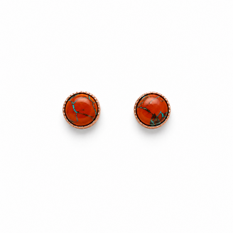 Orange Copper Turquoise Stud Earrings