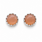 Peach Moonstone Sterling Silver Stud Earrings
