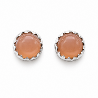 Peach Moonstone Sterling Silver Stud Earrings
