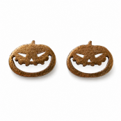 Hand Cast Jack-O'-Lantern Pumpkin Earring Studs Squatty Face