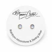 Rainbow Moonstone Gemstone Sterling Silver Stud Earrings Rainbow Moonstone Gemstone Sterling Silver Stud Earrings